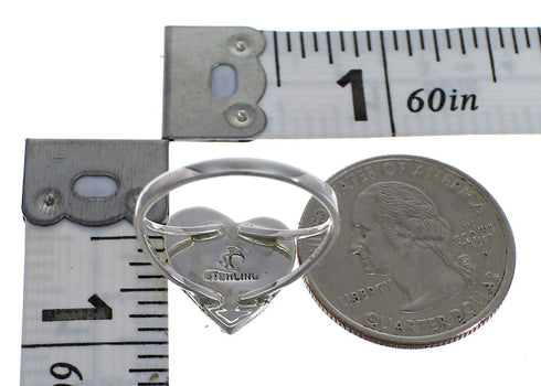 Sterling Silver And Yellow Mother Of Pearl Southwestern Heart Ring Size 5-3/4 WX66980